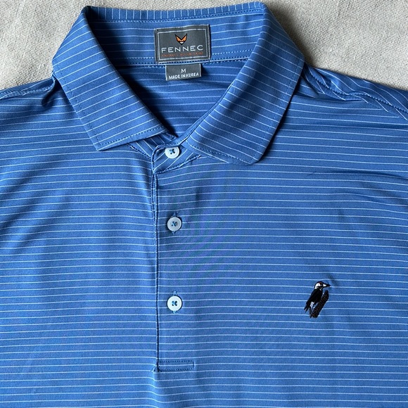 Fennec Golf Polo collared shirt worn once blue/white horizontal stripe - Picture 2 of 8